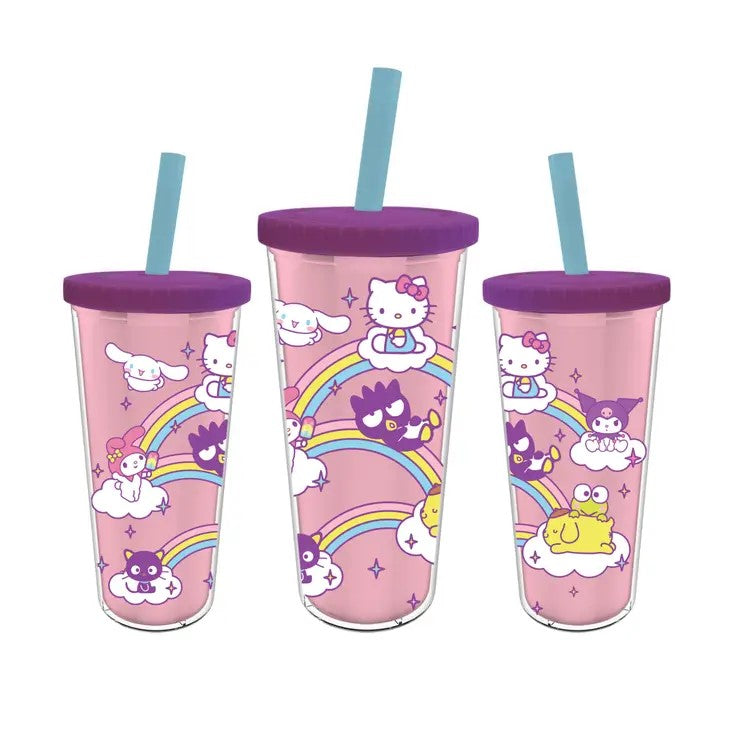 Hello Kitty 32 Ounce Rainbow Tumbler With Lid and Straw 