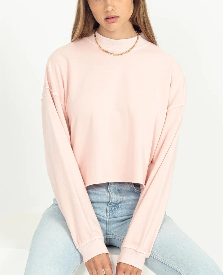 Baby Pink Off Shoulder Sweatshirt, Tops