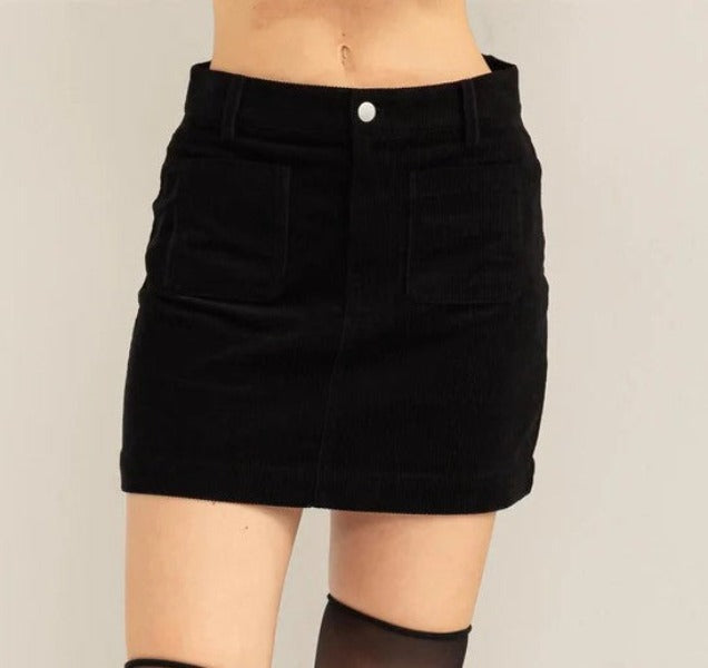 Women's black hotsell corduroy mini skirt