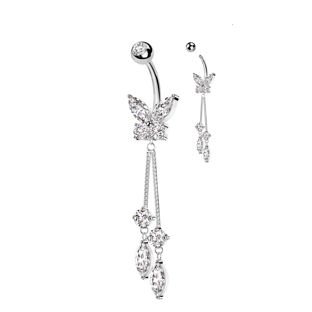 Dangle butterfly deals belly ring