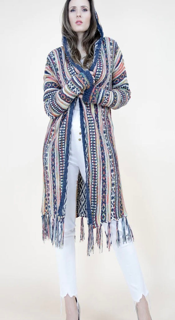 Tribal hooded online cardigan