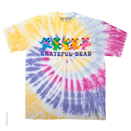Grateful Dead Spiral Trippy Bears Tie-Dye T-Shirt