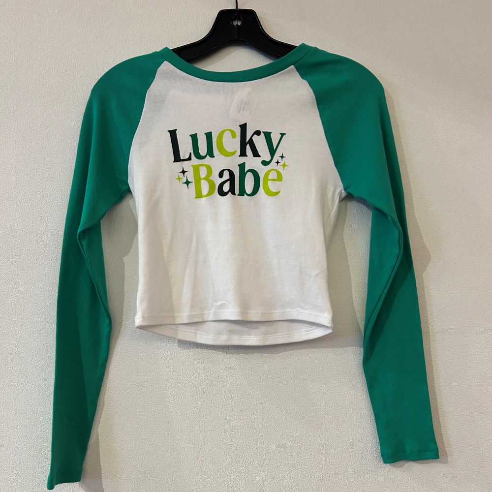 Jr Shirt - Lucky Babe 3/4 Sleeve St. Patrick's Tee-hotRAGS.com