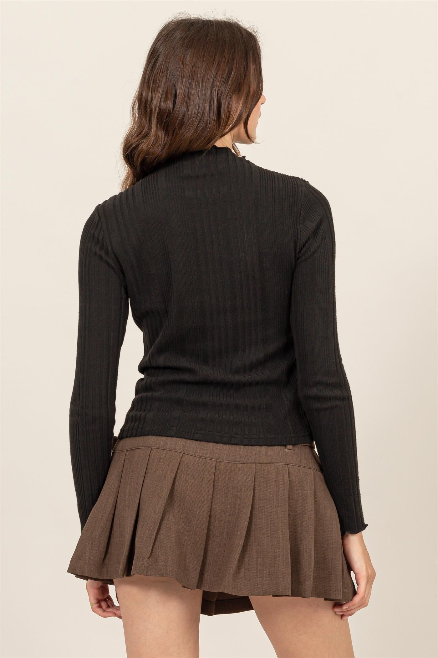 Jr Long Sleeve Turtleneck Top - Black-hotRAGS.com