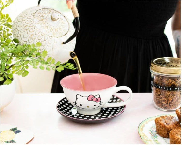 Teacup And Saucer - Hello Kitty Dots - 12oz-hotRAGS.com