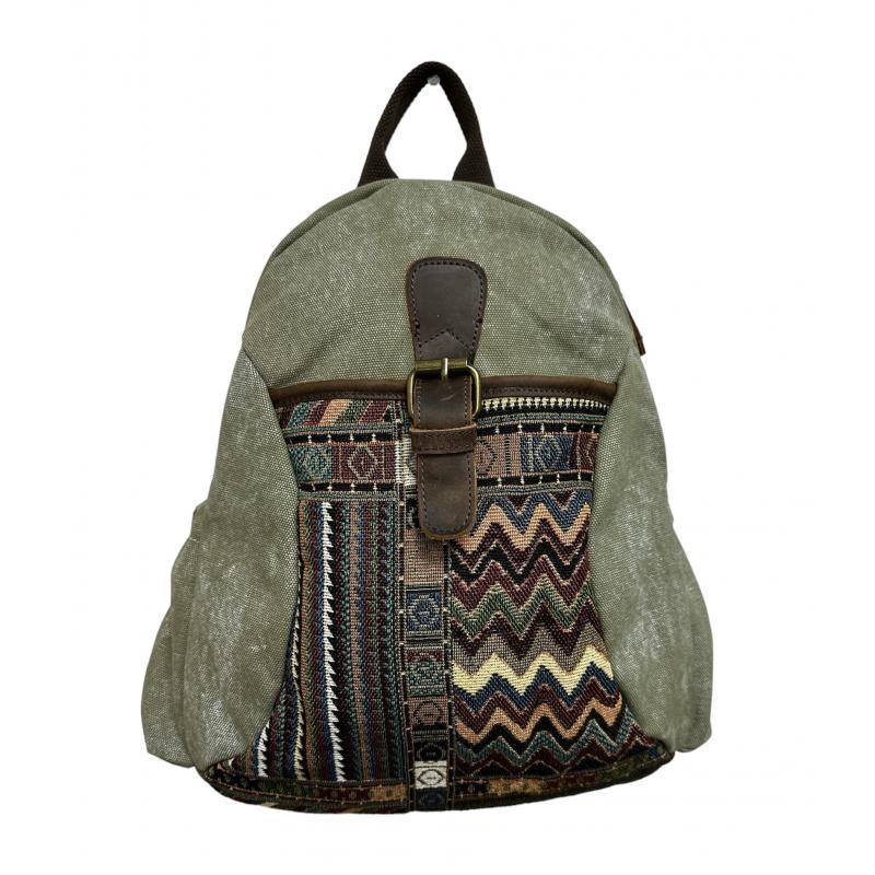 Backpack - Canvas Leather Trim-hotRAGS.com