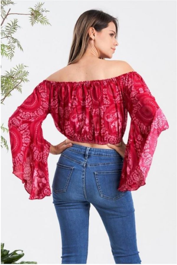 Jr Crop Top - Off Shoulder Bell Sleeves-hotRAGS.com