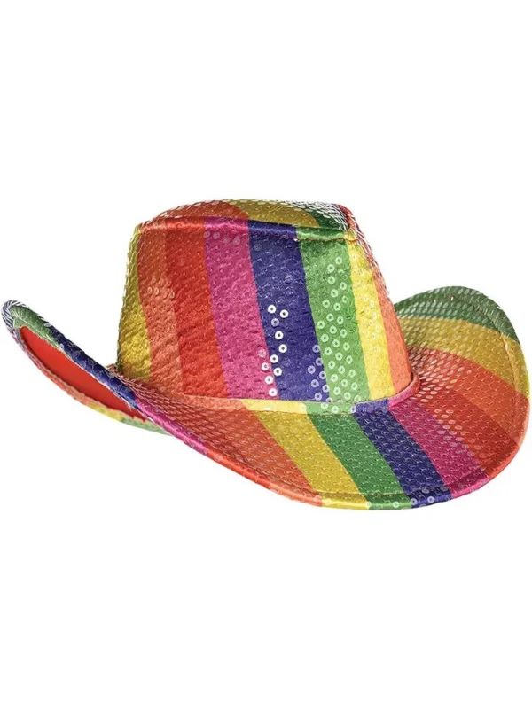 Hat - Cowboy Hat - Rainbow Sequins-hotRAGS.com