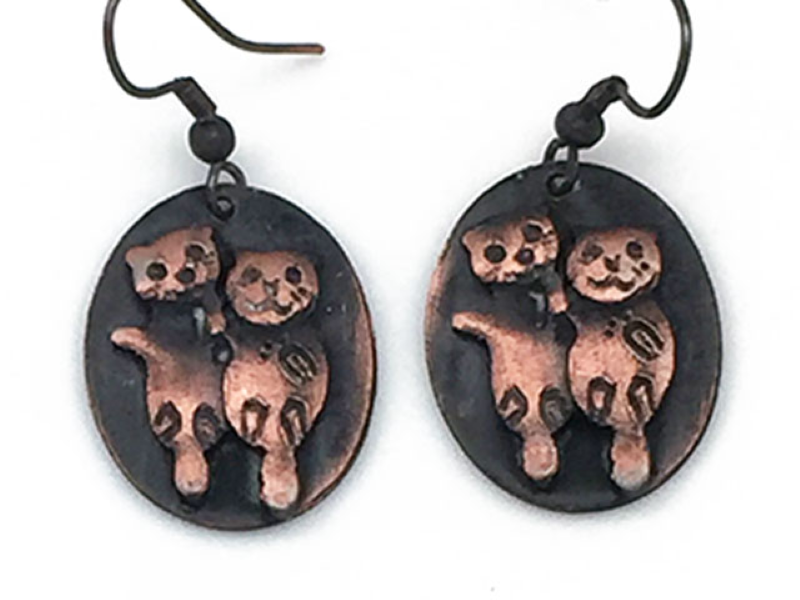 Earrings - Critter - Pewter Earrings Otter-hotRAGS.com