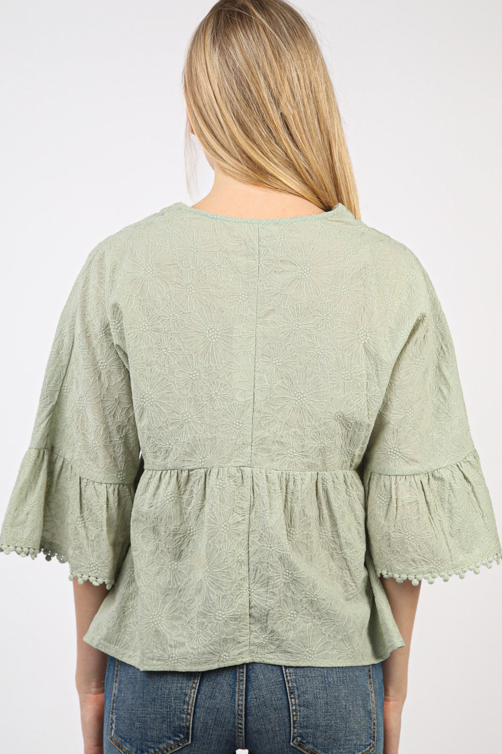 Jr Blouse - Embroidered - Sage-hotRAGS.com