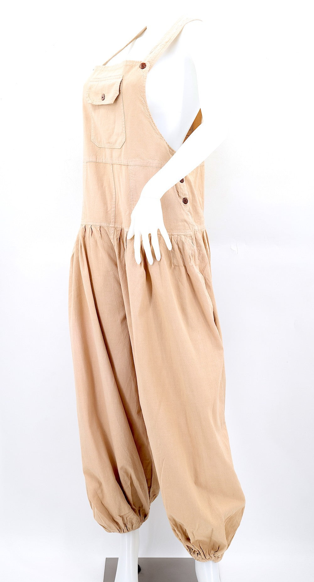 Overalls - Cotton Balloon Leg - Beige-hotRAGS.com