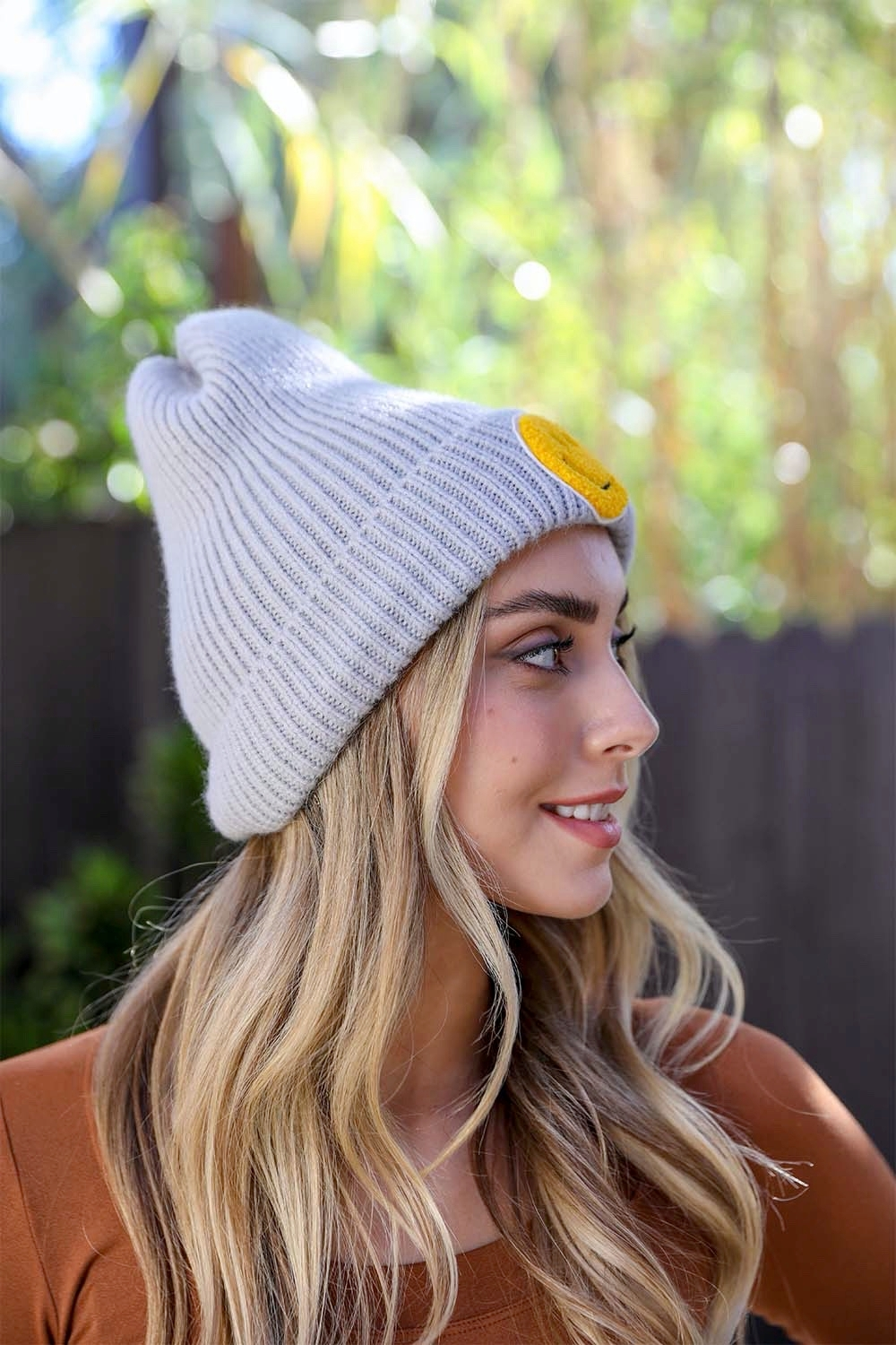 Beanie - Smiley - Gray-hotRAGS.com