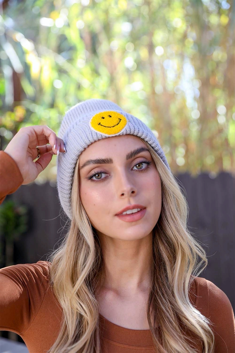 Beanie - Smiley - Gray-hotRAGS.com