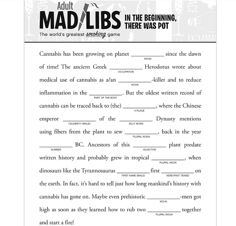 Mad Libs - Stoned Off-hotRAGS.com