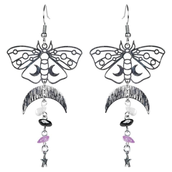 Earrings - Moth Moon 3 Stones-hotRAGS.com