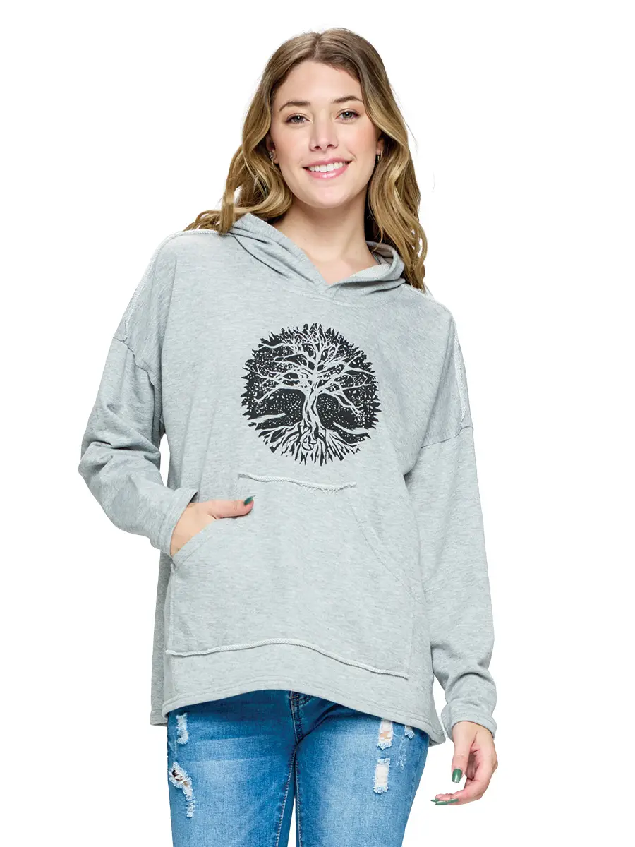 Hoody - Tree Of Life - Grey-hotRAGS.com