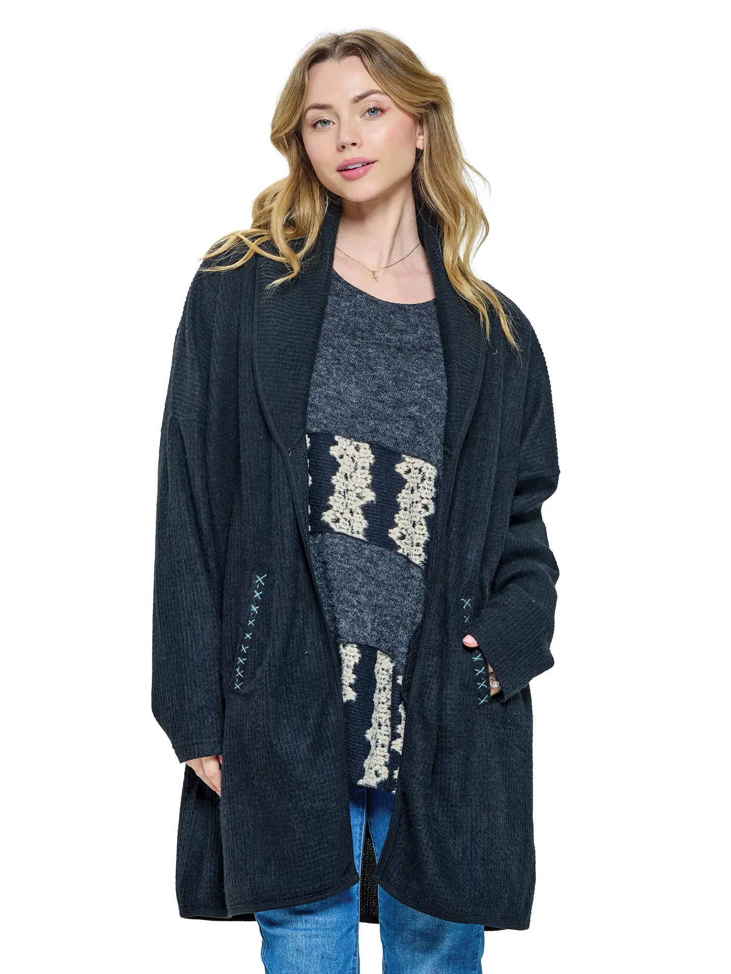 Cardigan - Stitched - Black-hotRAGS.com