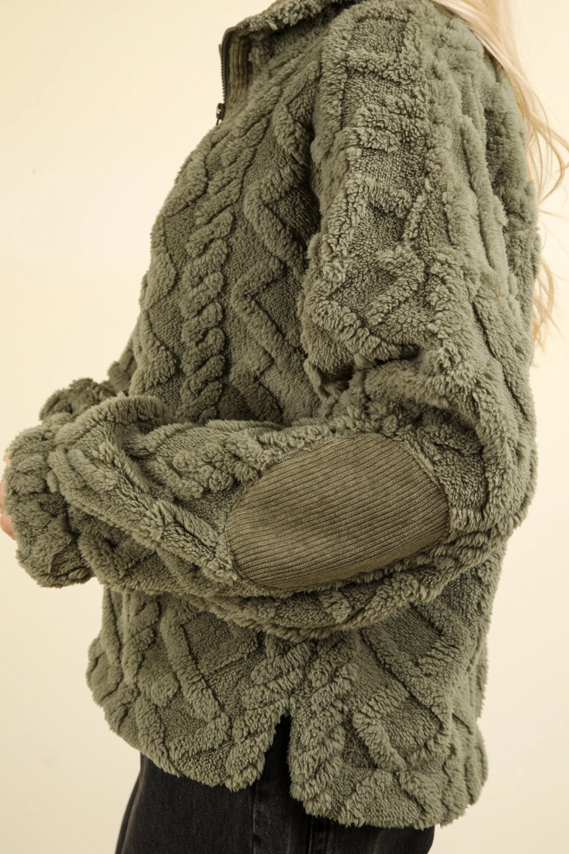 Sweater - Zip Neck Plush - Sage-hotRAGS.com