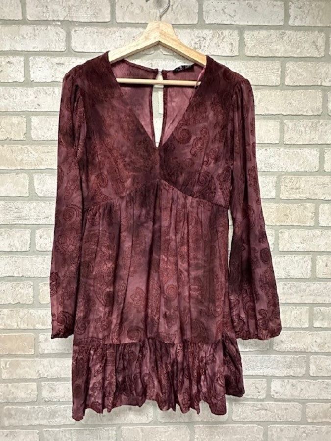 Dress - Long Sleeve - Wine-hotRAGS.com