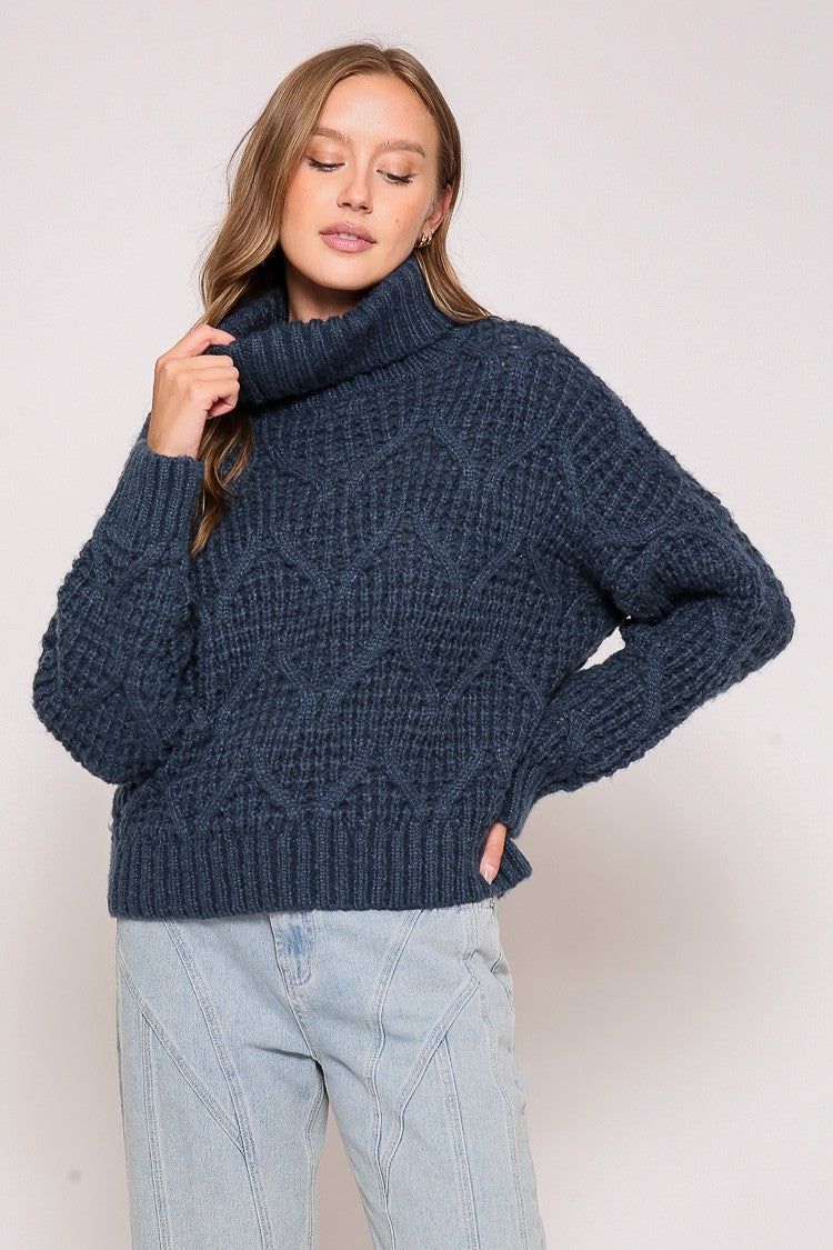 Jr Sweater - Turtle Neck - Navy-hotRAGS.com