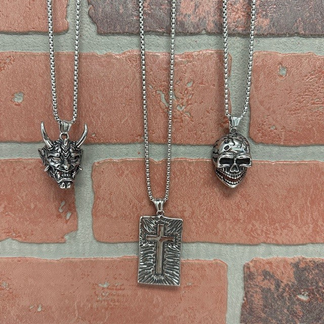 Necklace - Stainless Steel Skull-hotRAGS.com