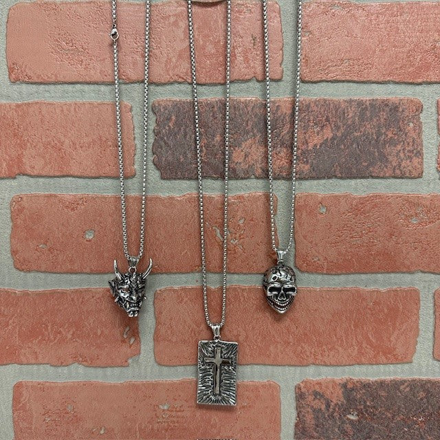 Necklace - Stainless Steel Skull-hotRAGS.com