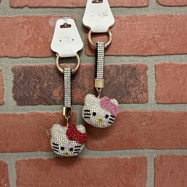 Keychain - Hello Kitty Bling - Red Or Pink Bow-hotRAGS.com