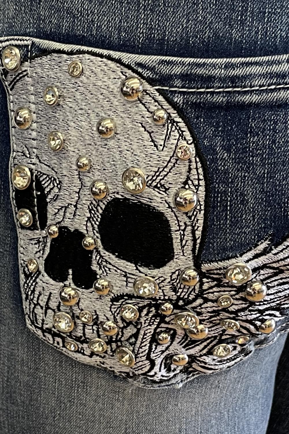 Denim - Skull Rhinestones-hotRAGS.com