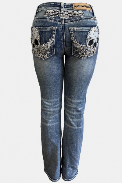 Denim - Skull Rhinestones-hotRAGS.com