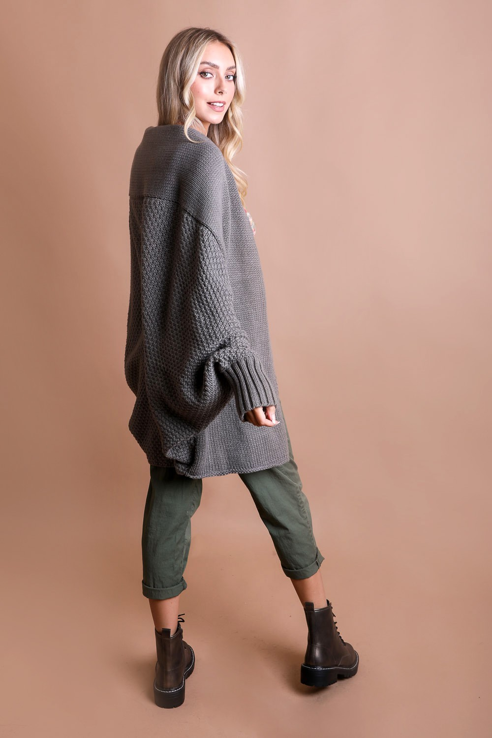 Cardigan - Knitted Gray-hotRAGS.com