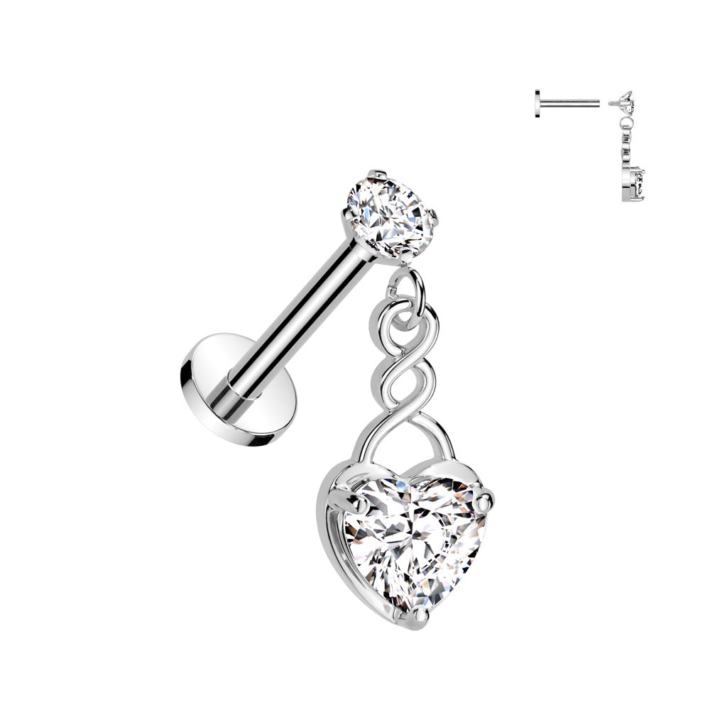 Labret - 16g Heart - Silver-hotRAGS.com