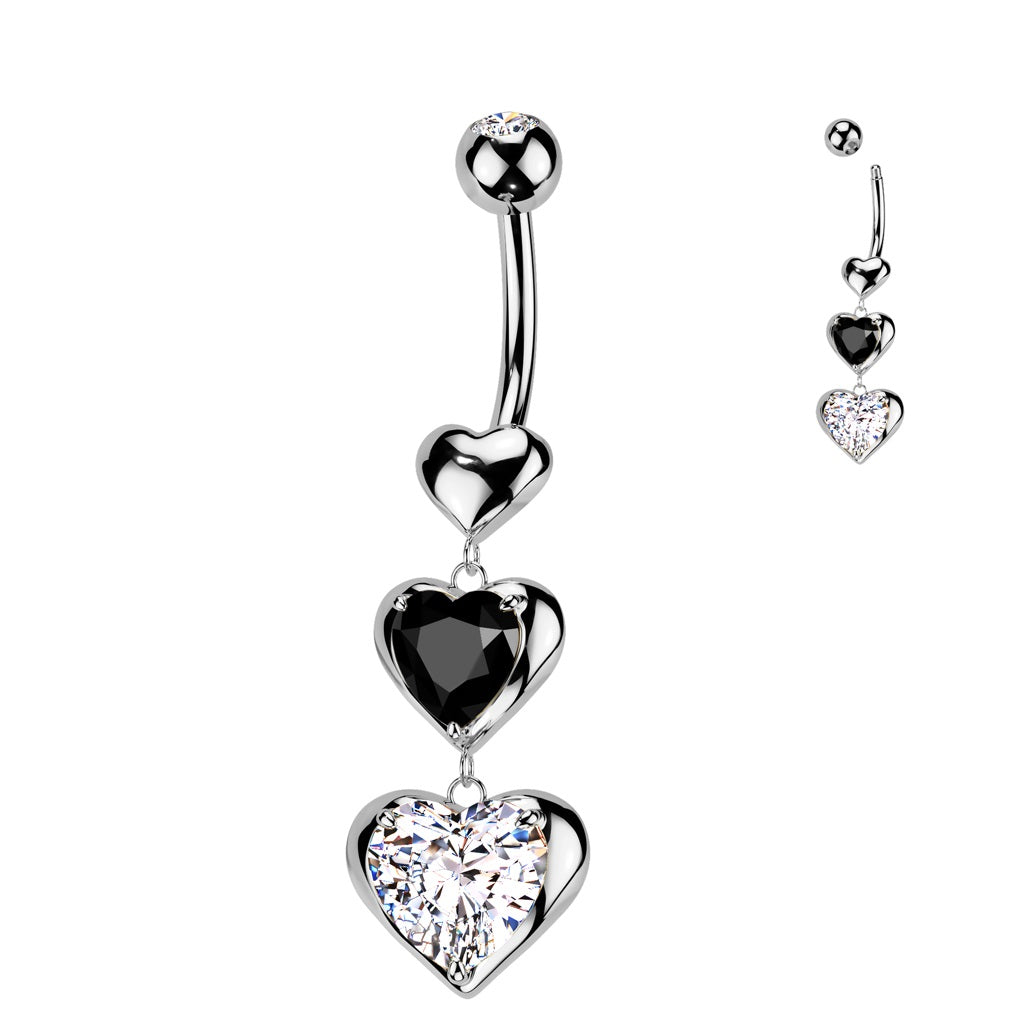 Belly Ring - Heart Dangle - Silver-hotRAGS.com