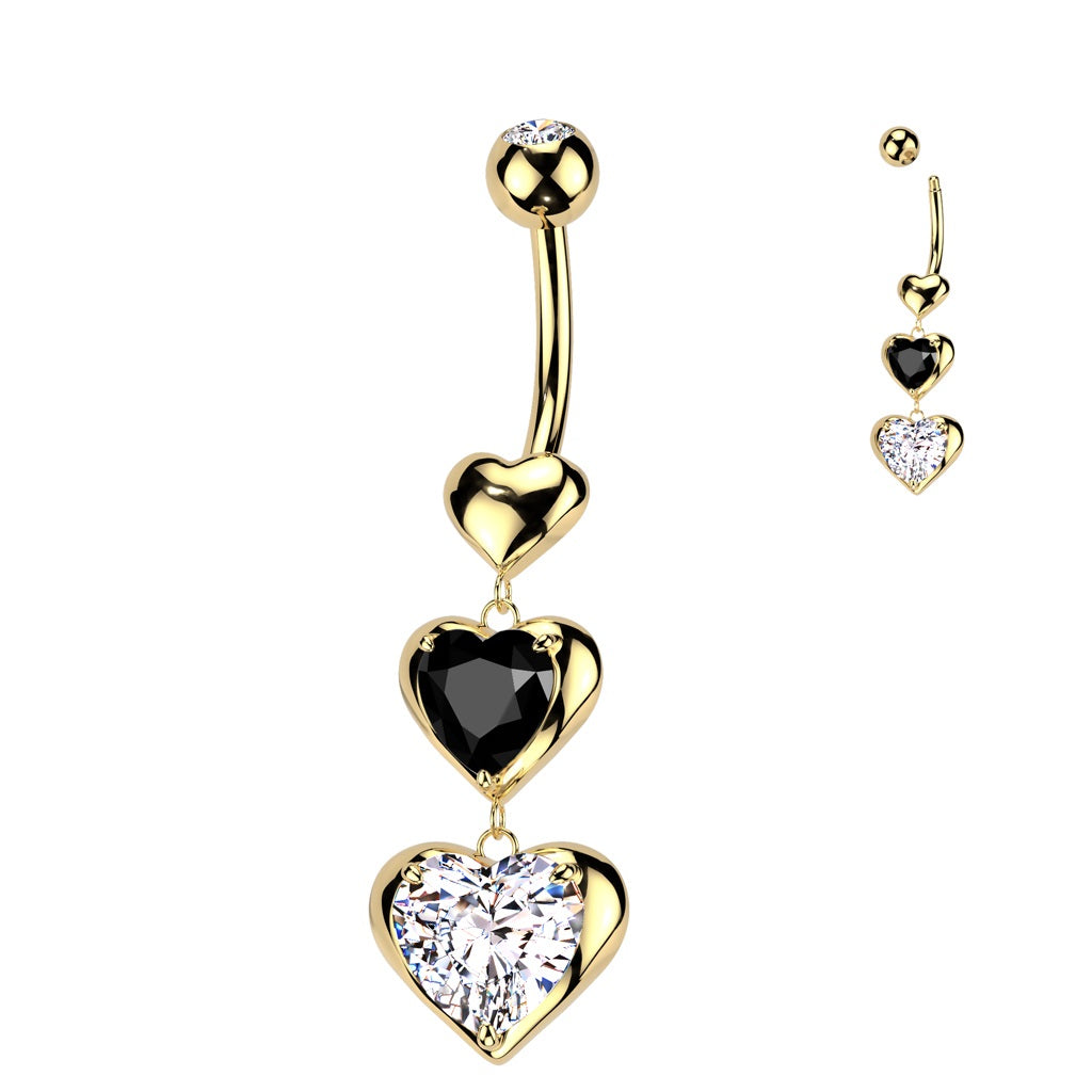 Belly Ring - Heart Dangle - Gold-hotRAGS.com