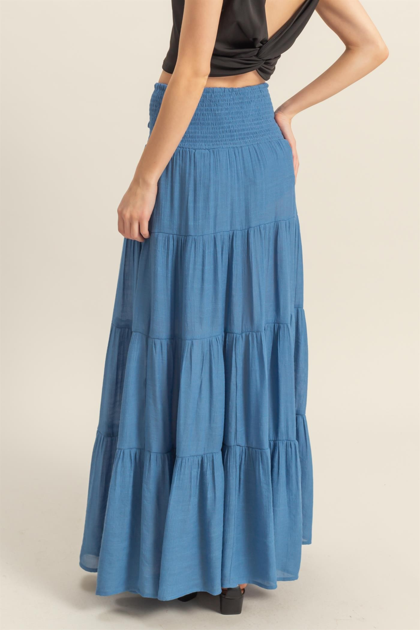 SKIRT - MAXI TIERED - DARK BLUE