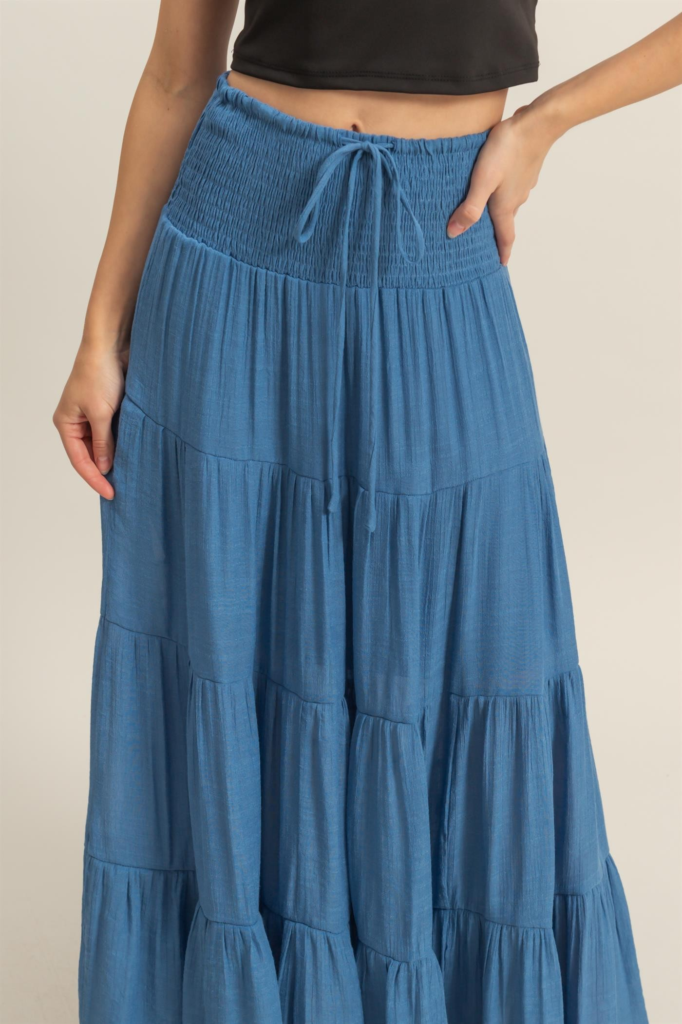 SKIRT - MAXI TIERED - DARK BLUE