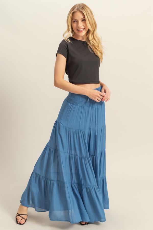 SKIRT - MAXI TIERED - DARK BLUE