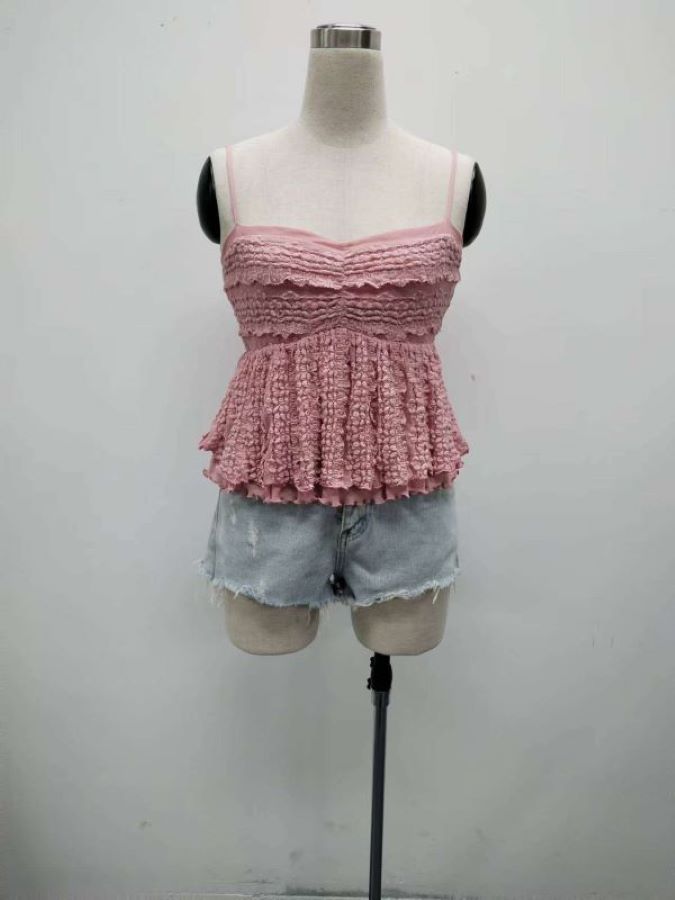 Jr Tank Top - Rose Pink Lace-hotRAGS.com