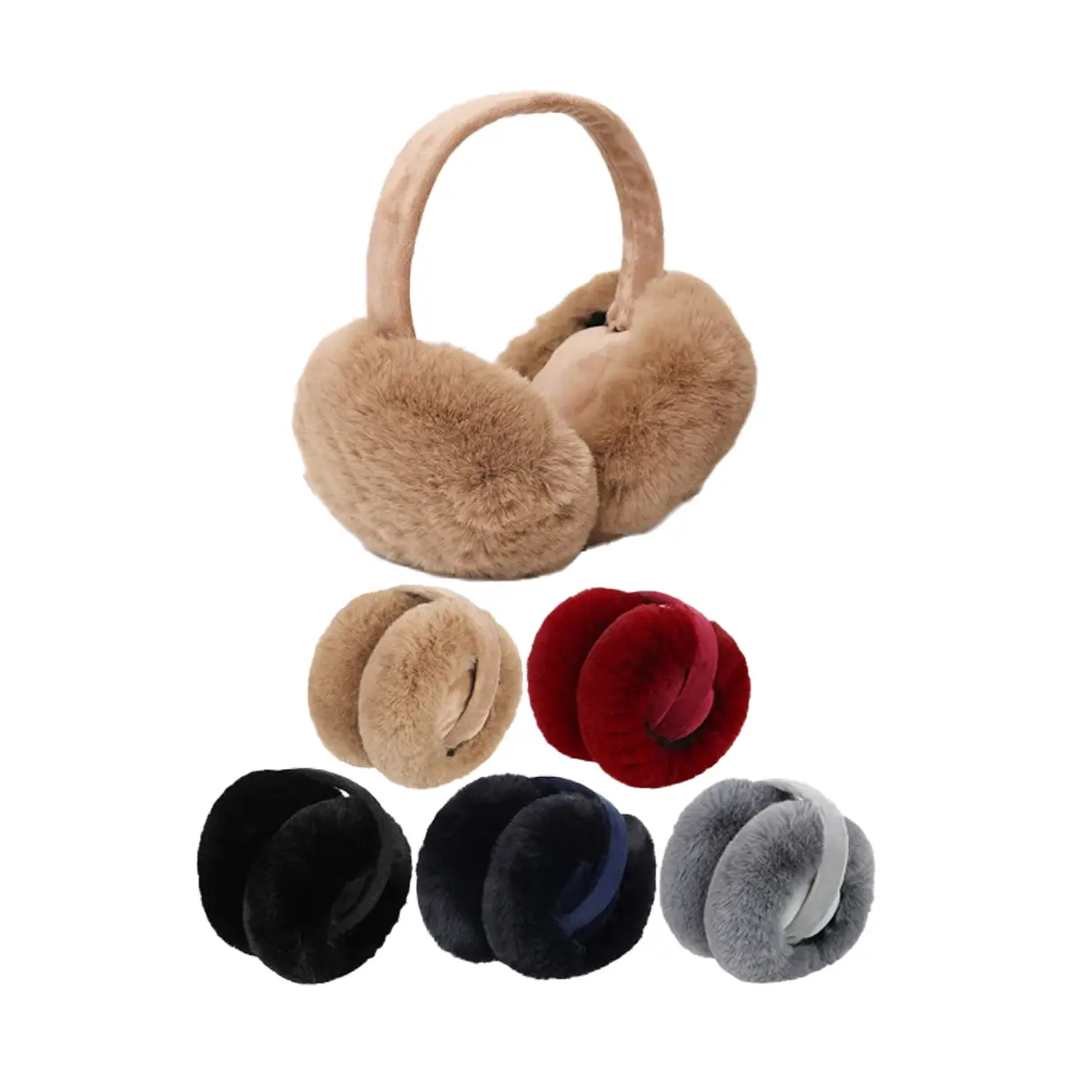 Earmuffs - Faux Fur Foldable - Burgundy-hotRAGS.com