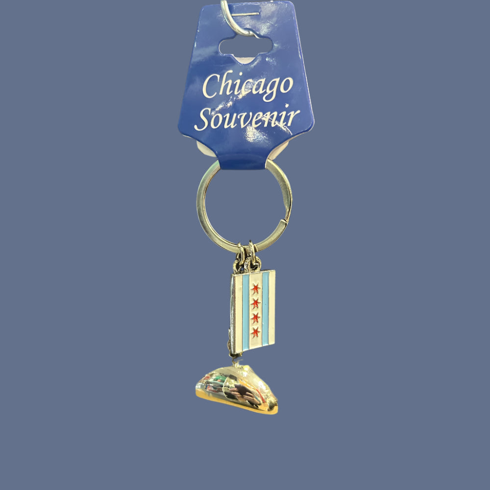 Keychain -Chicago Flag Beam-hotRAGS.com