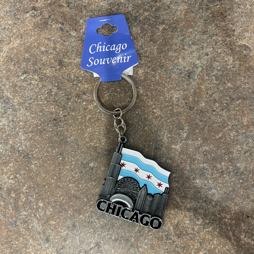 Keychain - Chicago Flag Skyline