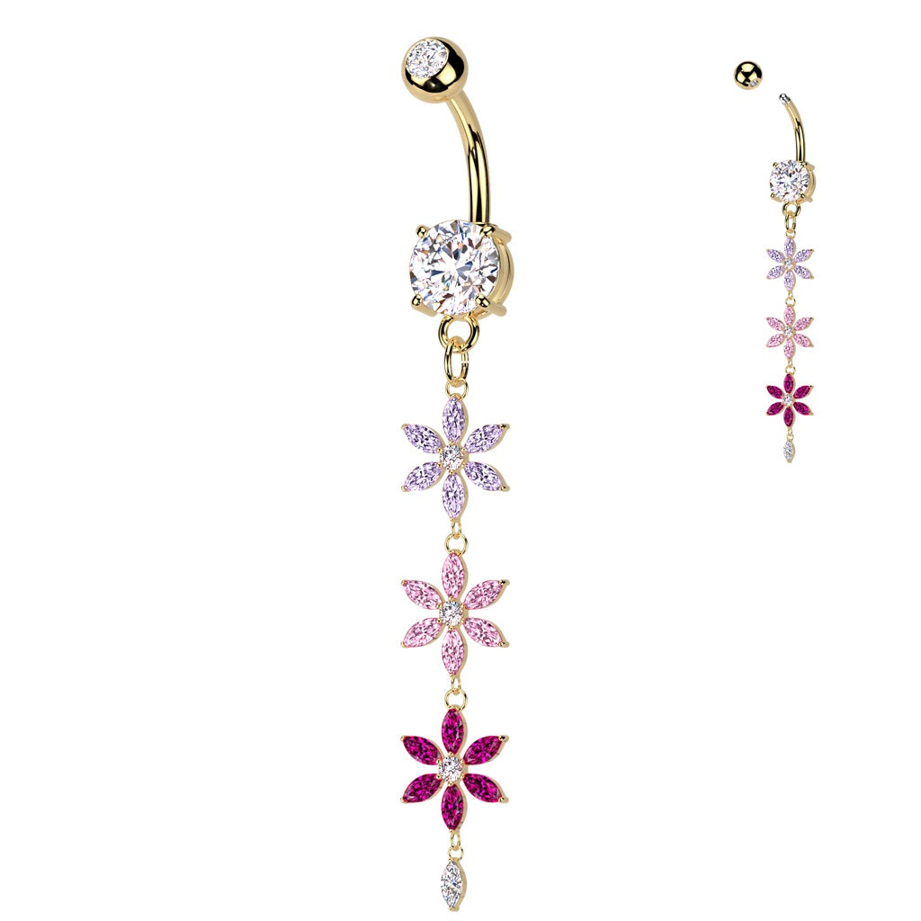 Belly Ring - Multi Flower - Gold