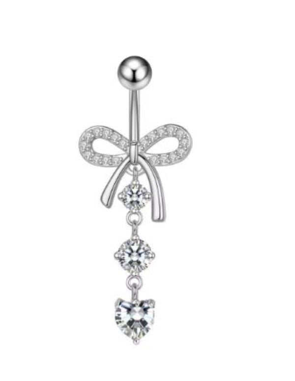 BELLY RING BOW HEARTS