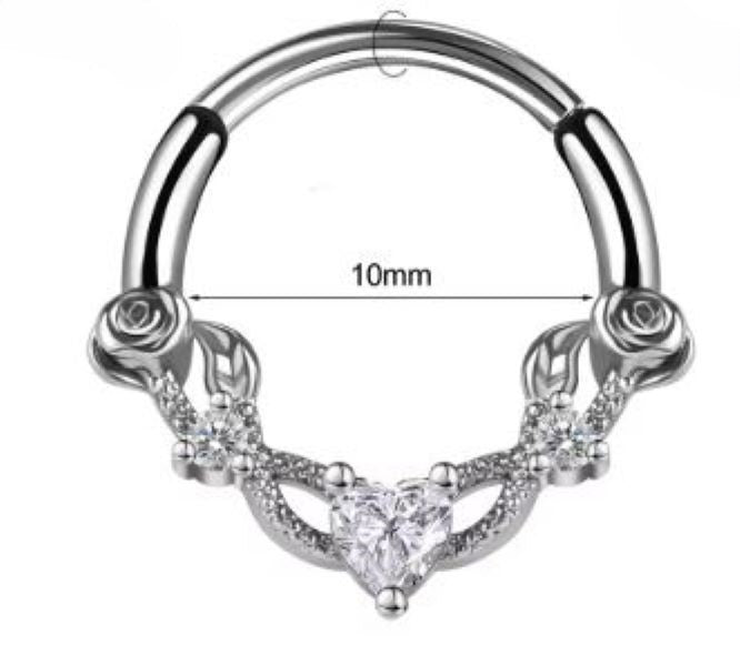 Septum - 16g Rose Heart - Silver-hotRAGS.com