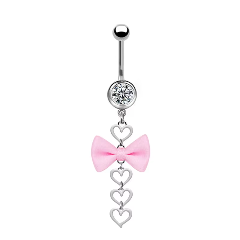 Belly Ring - Bow Heart Dangle-hotRAGS.com