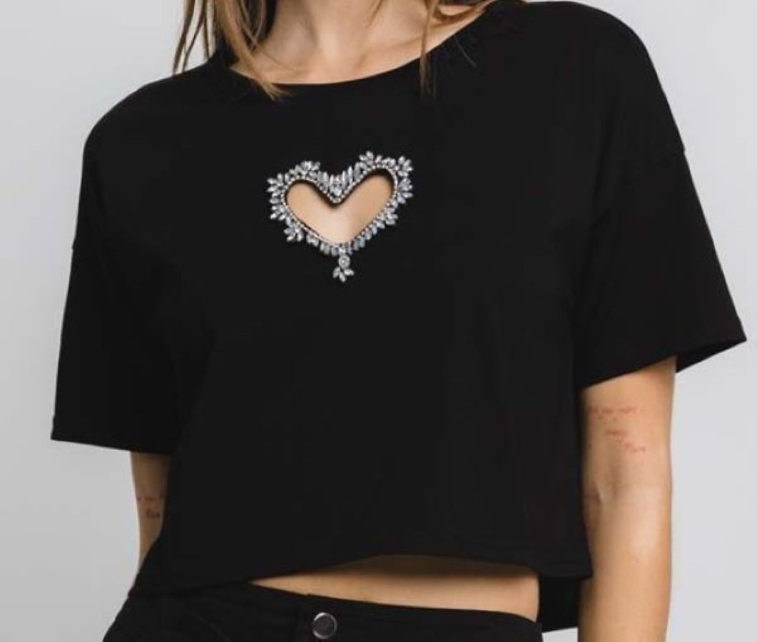 Jr Top - Cut Out Heart Shape - Black-hotRAGS.com