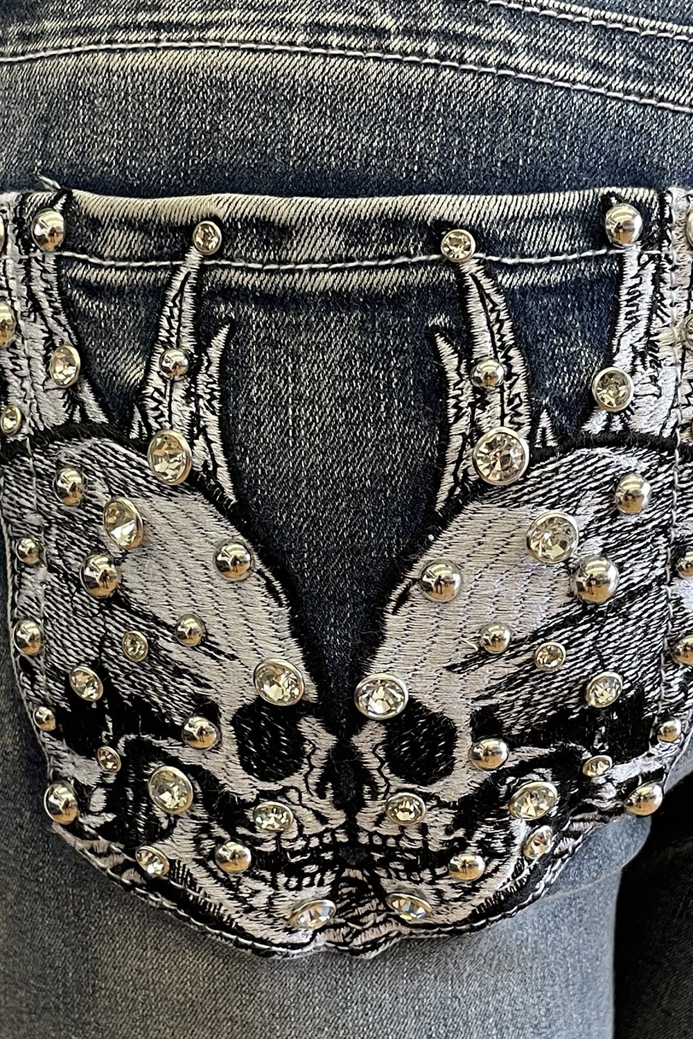 DENIM - DOUBLE SKULL WING POCKET-hotRAGS.com