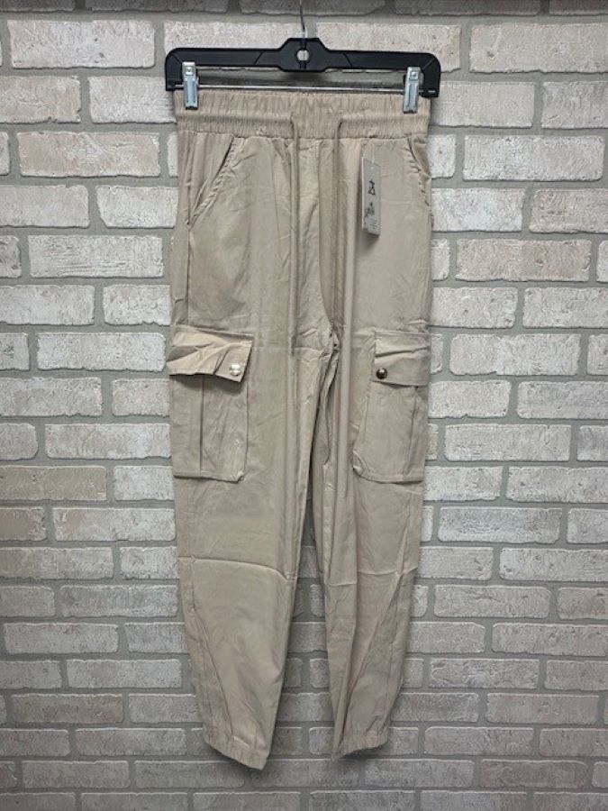 Pant - Cargo Elastic Jogger- Cream-hotRAGS.com