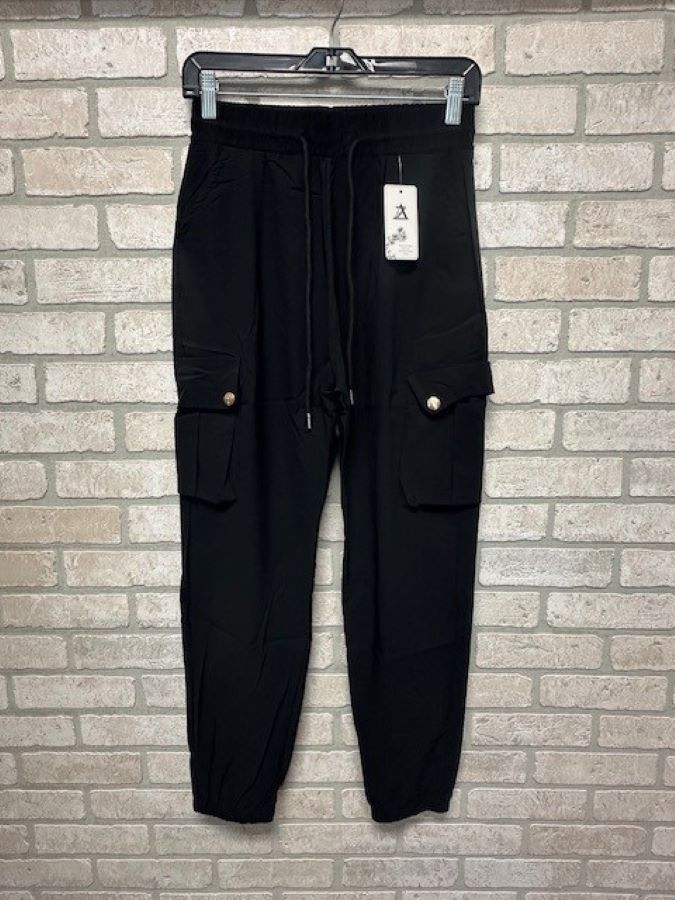 Pant - Cargo Elastic Jogger - Black-hotRAGS.com