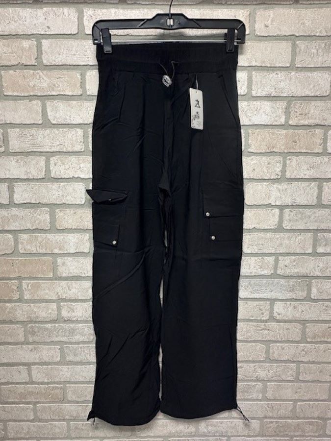 Pant - Cargo Pull String - Black-hotRAGS.com