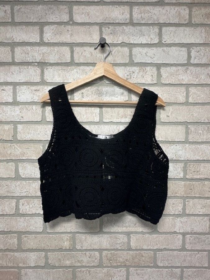 Jr Tank Top - Crochet Black-hotRAGS.com